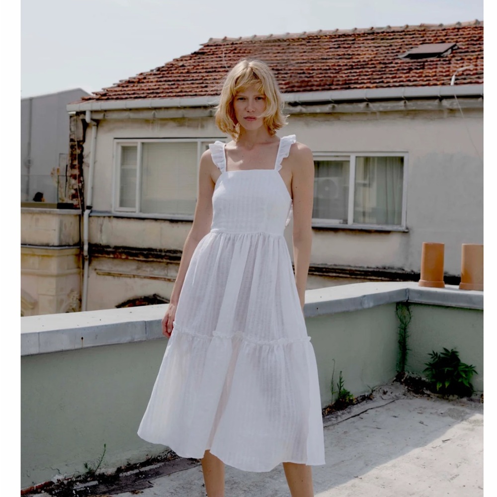 Holly Dress 2.0 White Linen Dress by OhSevenDays